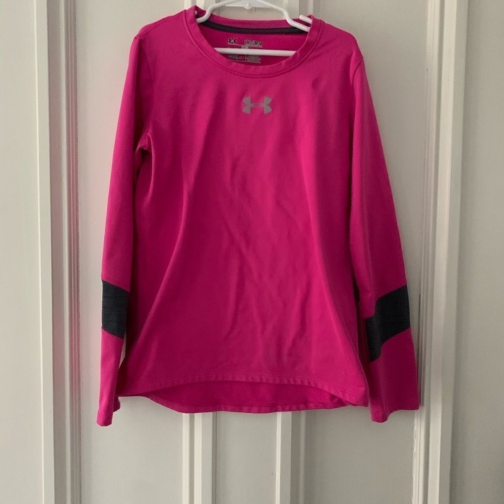 Under Armour hot pink/gray fleece lined top M